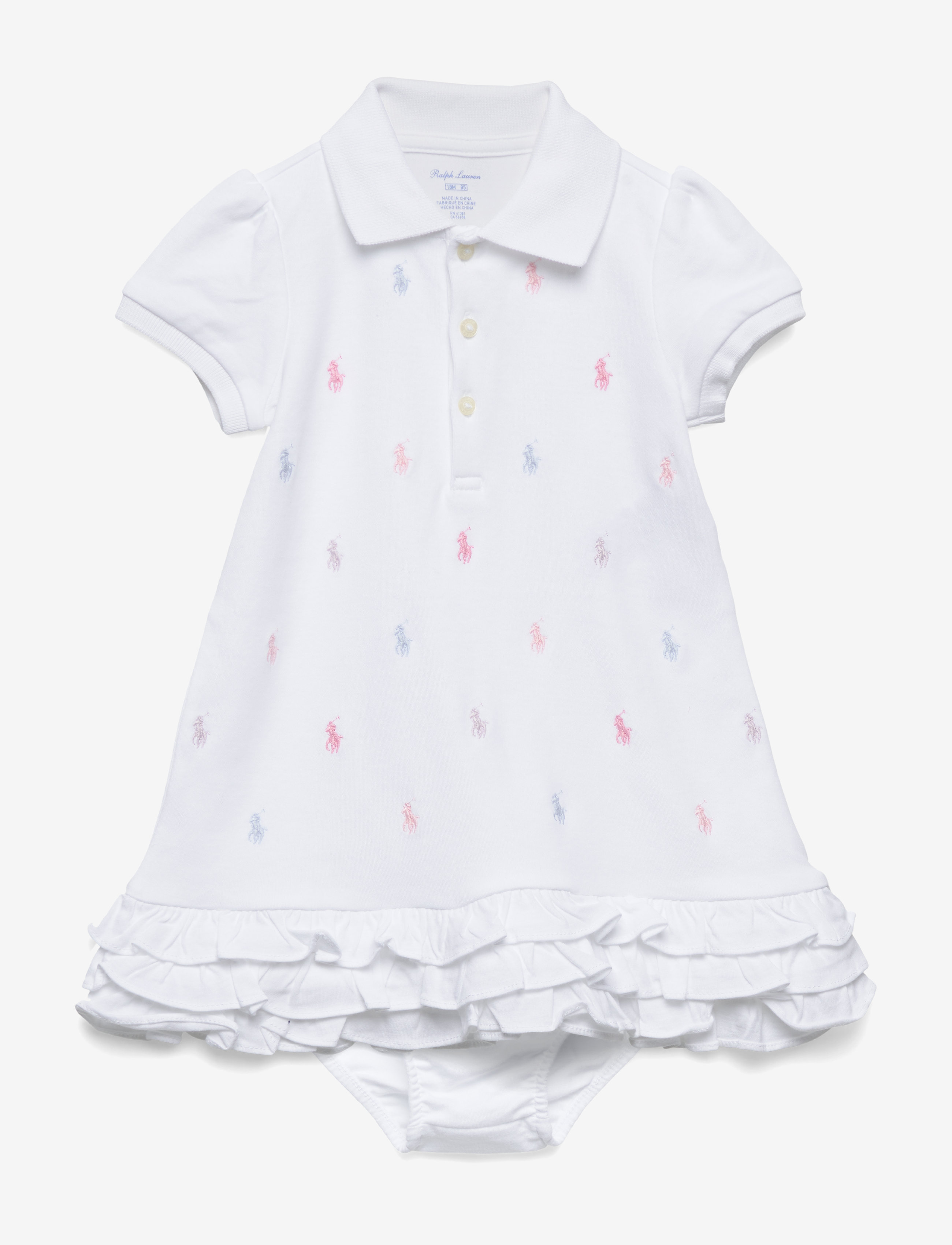 Ralph Lauren Baby Interlock-Schiffli-Dr-Knt, 62-68, Kleider & Röcke, Weiß - Dresses, Kinder