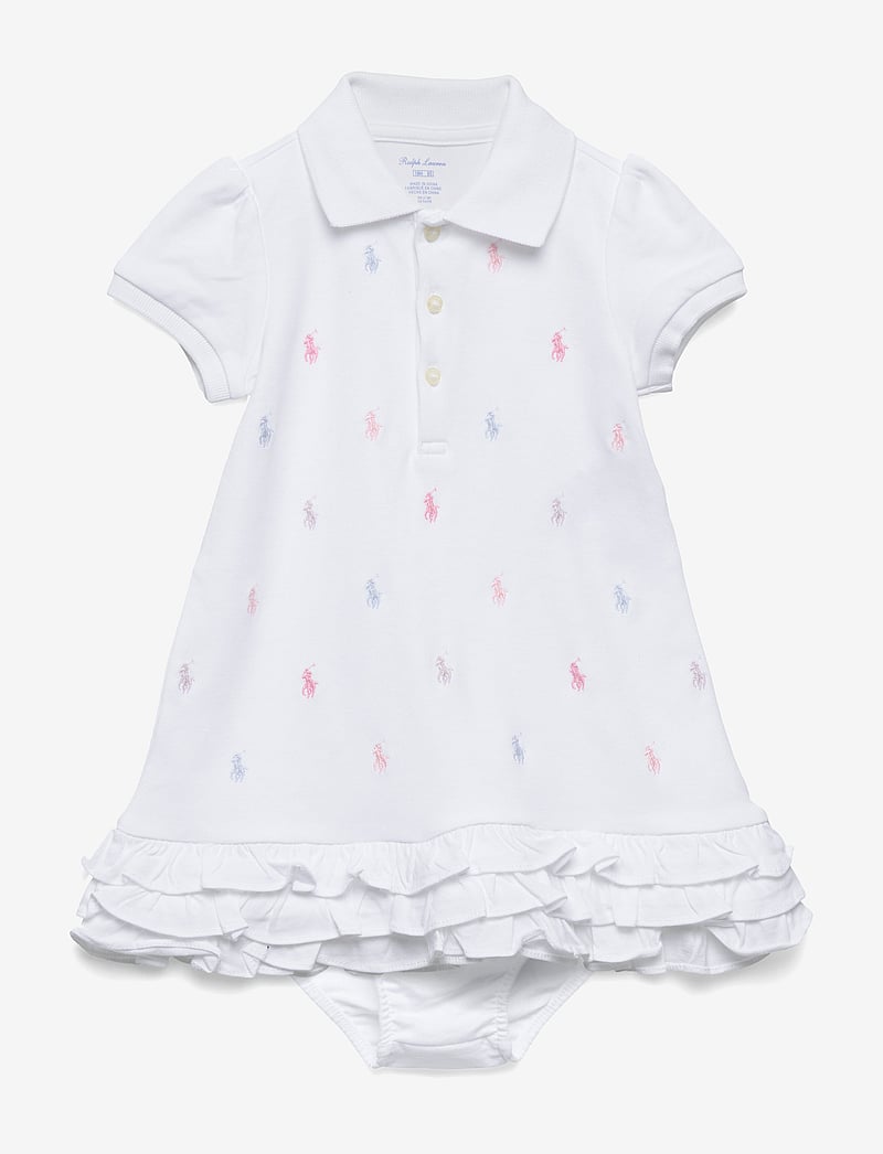 Ralph Lauren Baby - INTERLOCK-SCHIFFLI-DR-KNT - kleider - white - 0