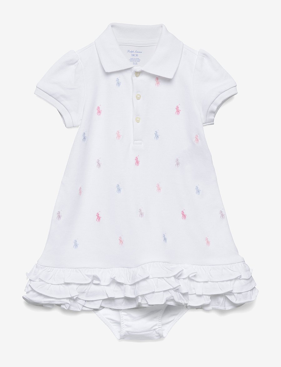 Ralph Lauren Baby - INTERLOCK-SCHIFFLI-DR-KNT - lühikeste varrukatega beebikleidid - white - 0