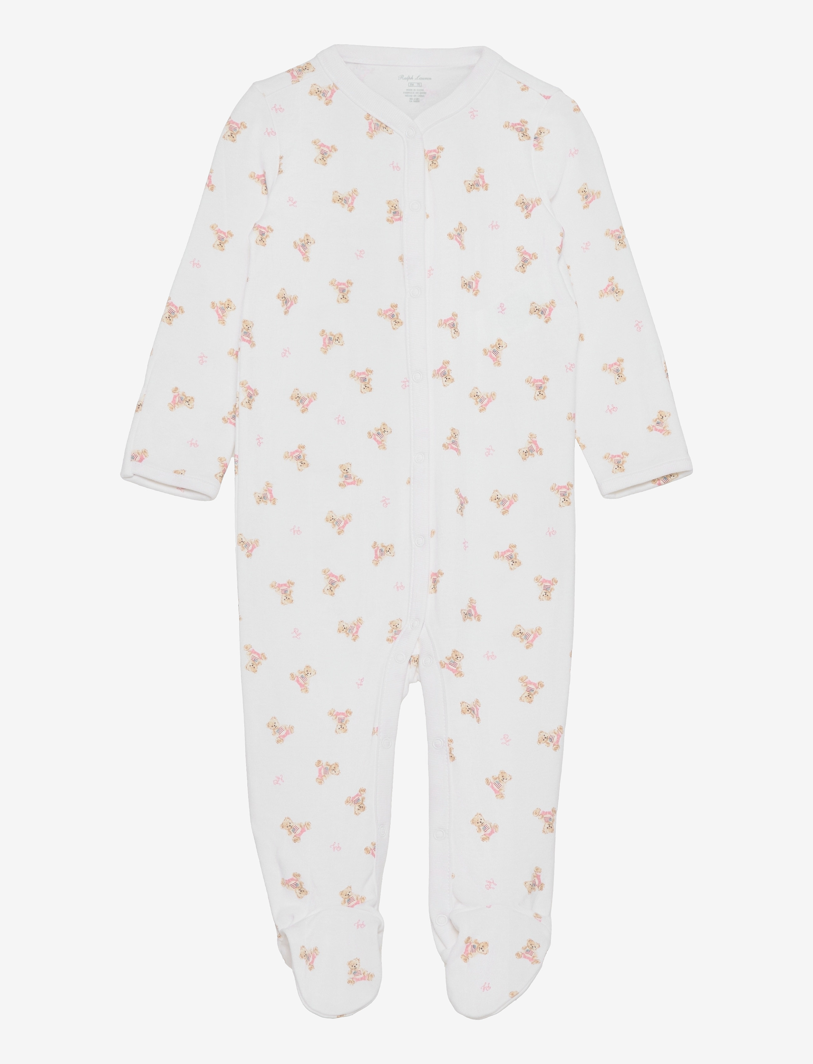 Ralph Lauren Baby Polo Bear Cotton Coverall, 70-74, Bodys, Weiß - Long-sleeved Kinder
