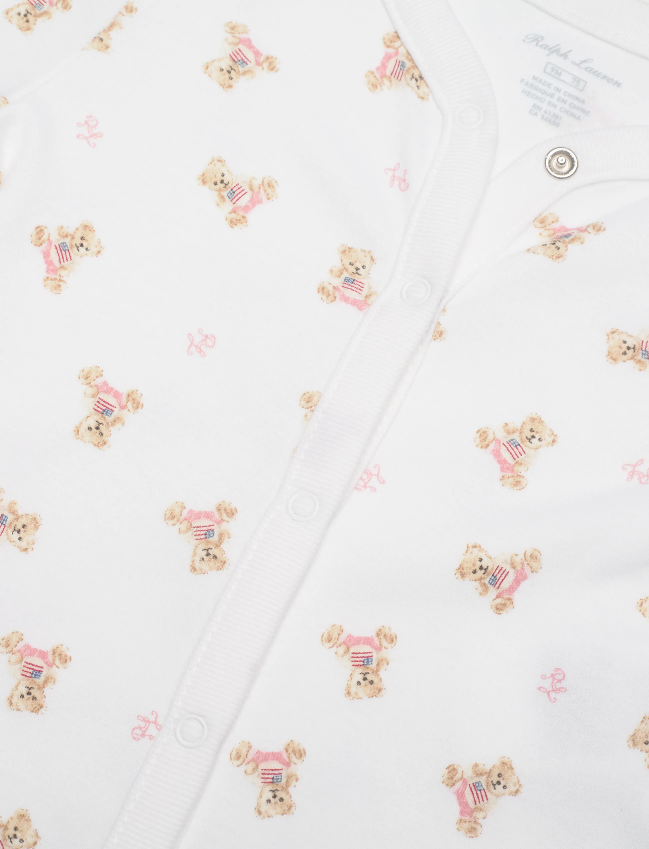 Ralph Lauren Baby - Polo Bear Cotton Coverall - pikkade varrukatega - white/pink/multi - 3