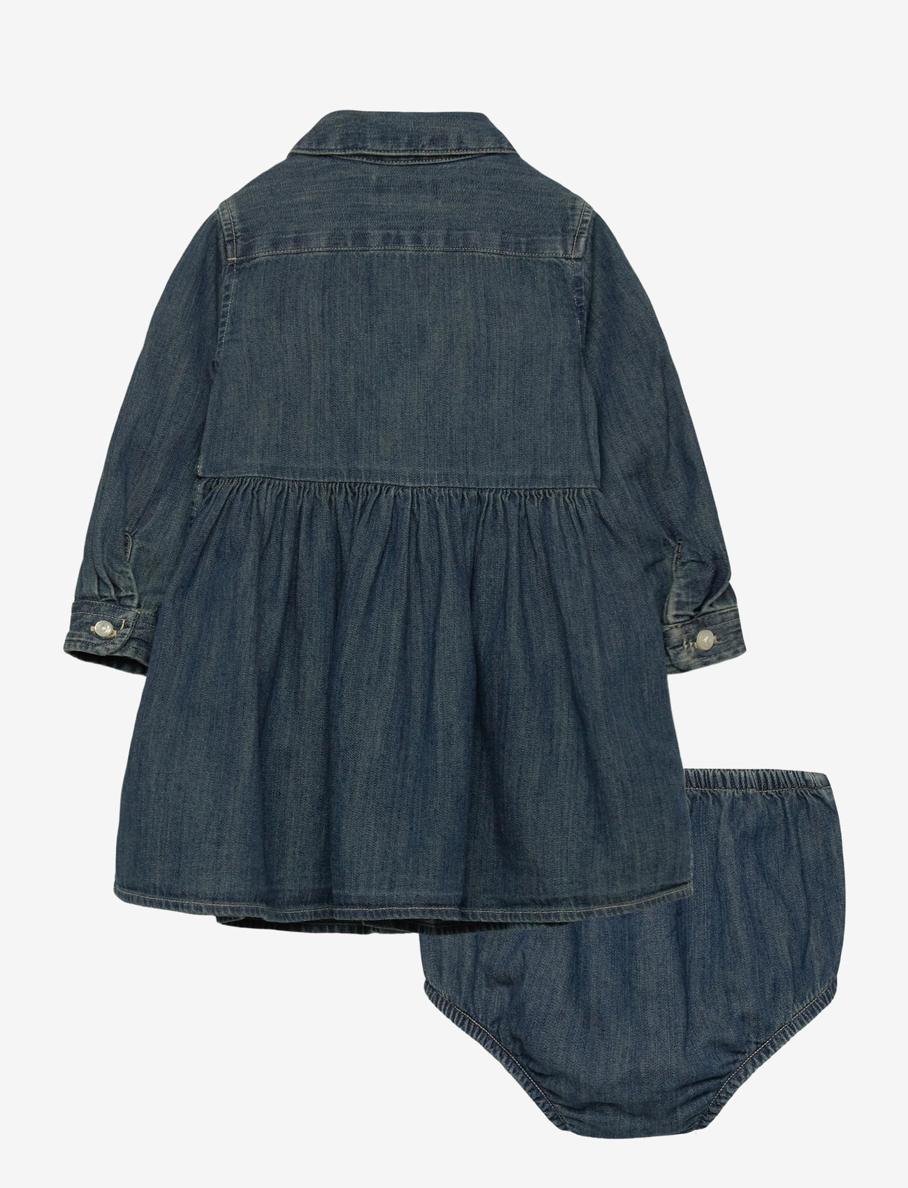 Ralph Lauren Baby - Shirred Denim Shirtdress & Bloomer - langærmede babykjoler - indigo - 1