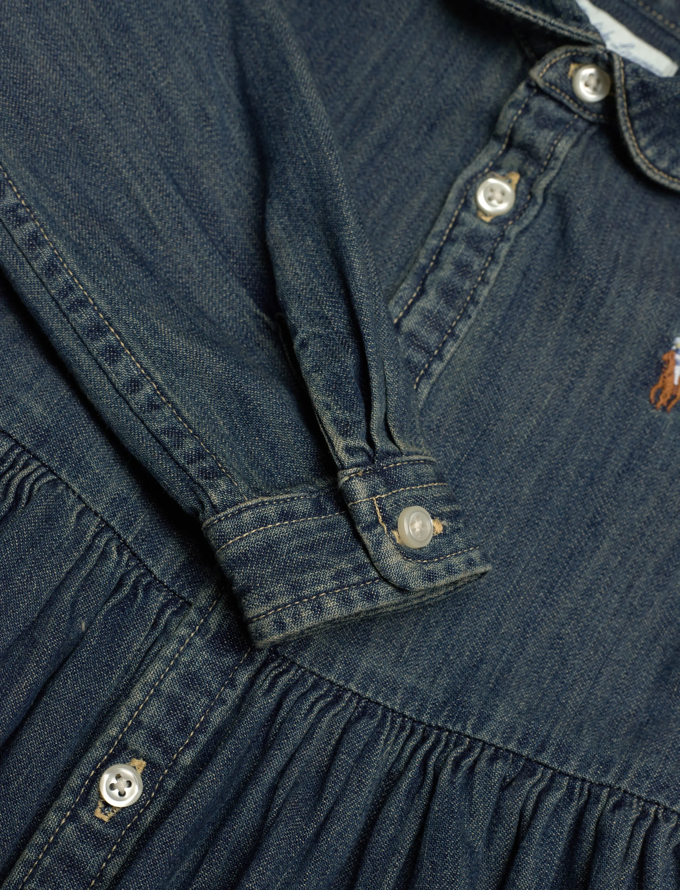 Ralph Lauren Baby - Shirred Denim Shirtdress & Bloomer - langärmelige babykleider - indigo - 2