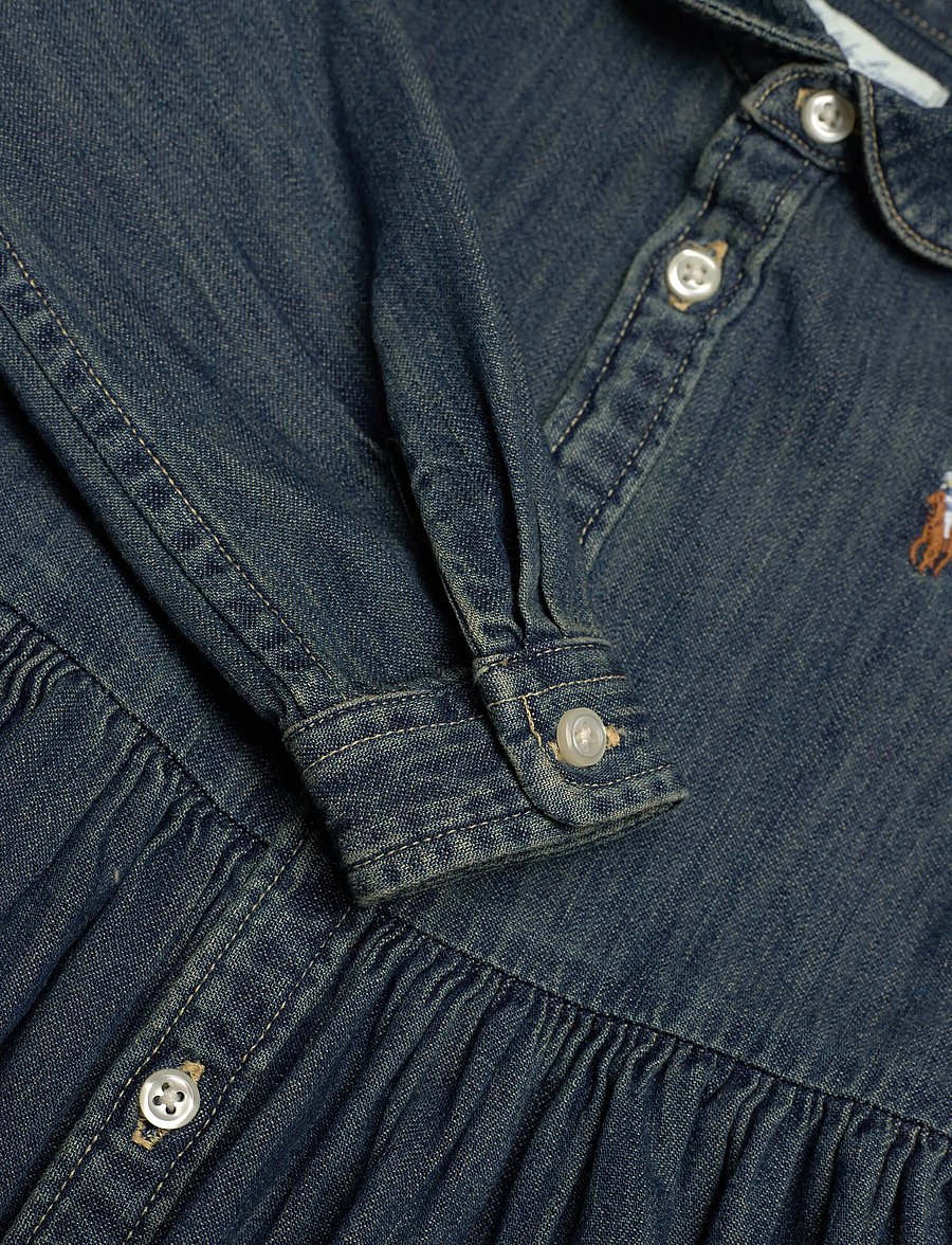 Ralph Lauren Baby - Shirred Denim Shirtdress & Bloomer - langärmelige babykleider - indigo - 2