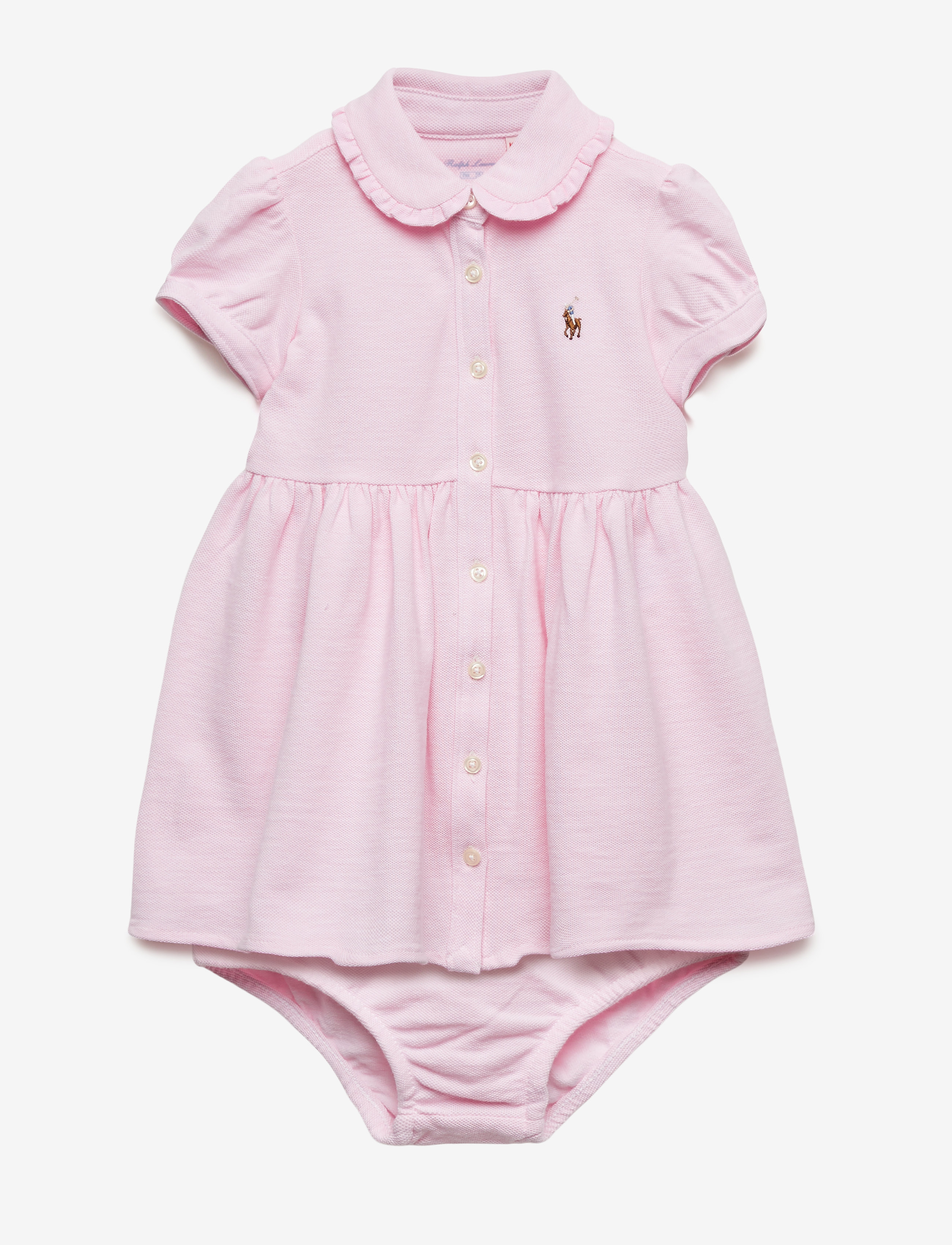 Ralph Lauren Baby Knit Mesh Oxford Dress & Bloomer - Ralph Lauren Baby - CARMEL PINK / pink/rose