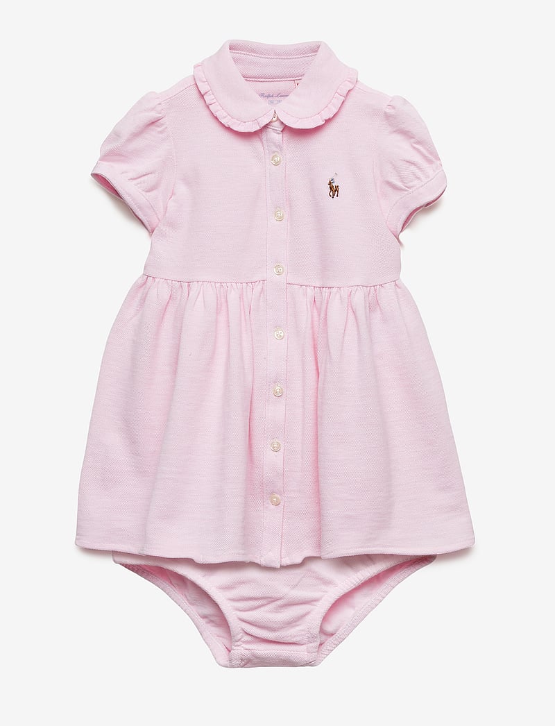 Ralph Lauren Baby - Knit Mesh Oxford Dress & Bloomer - kjoler - carmel pink - 0