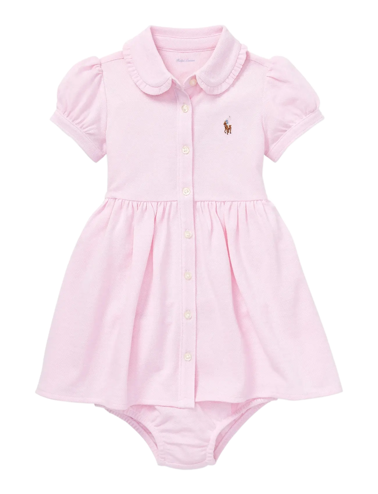 Ralph Lauren Baby - Knit Mesh Oxford Dress & Bloomer - carmel pink - 0