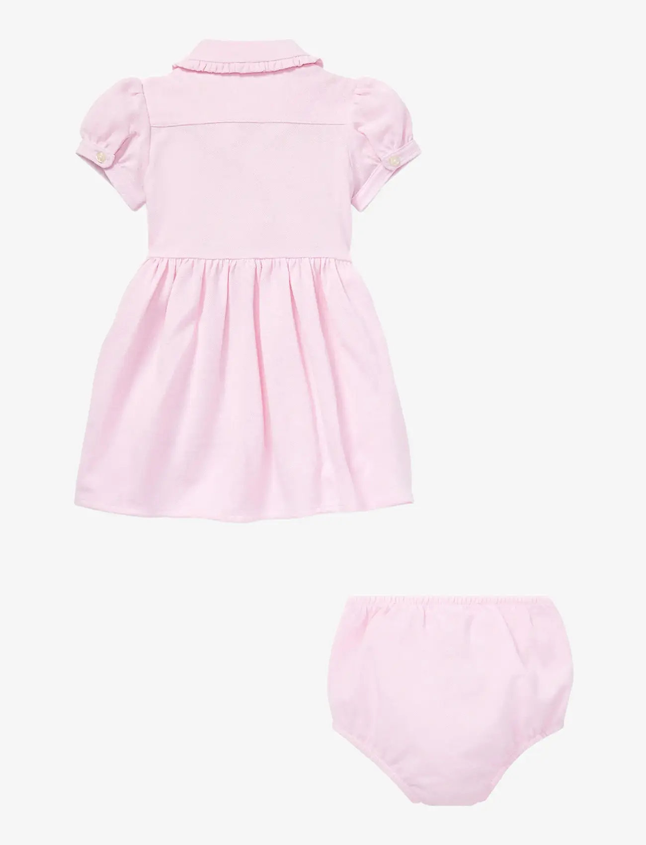 Ralph Lauren Baby - Knit Mesh Oxford Dress & Bloomer - kortærmede babykjoler - carmel pink - 1