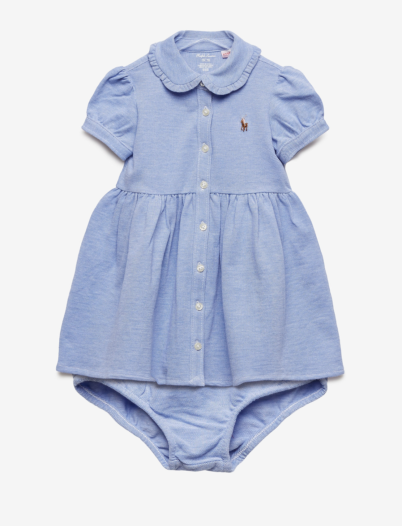 Ralph Lauren Baby - Knit Mesh Oxford Dress & Bloomer - klänningar - harbor island blu - 0
