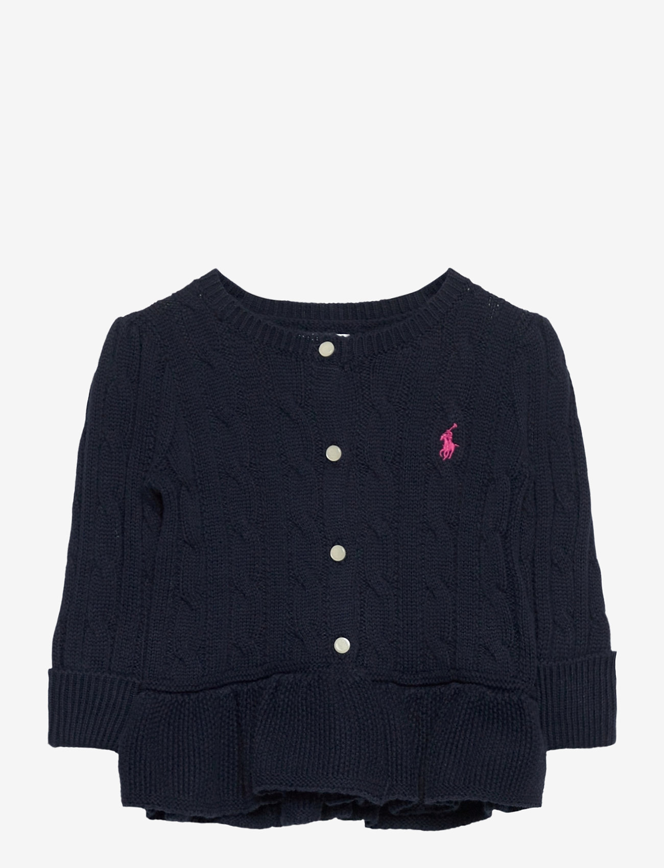 Ralph Lauren Baby - Cotton Peplum Cardigan - rl navy w  powder - 0