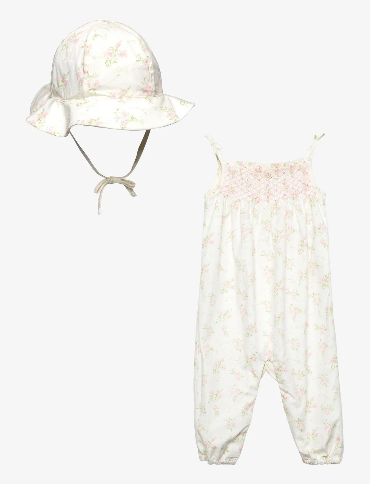 Ralph Lauren Baby - Floral Smocked Jumpsuit & Hat Set - vasaras piedāvājumi - forget me not flo - 0