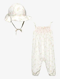 Floral Smocked Jumpsuit & Hat Set, Ralph Lauren Baby