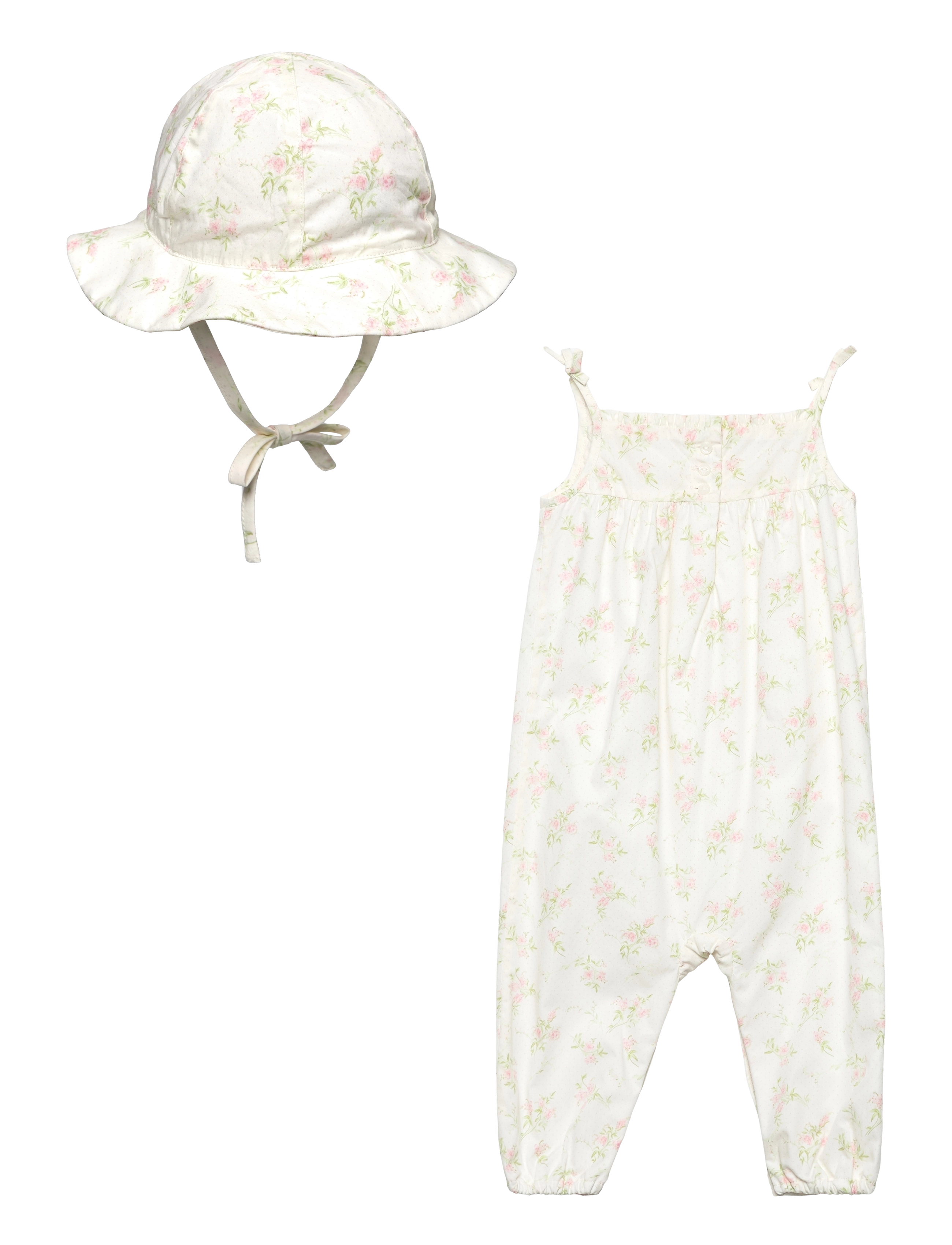 Ralph Lauren Baby - Floral Smocked Jumpsuit & Hat Set - kombinezonai - forget me not flo - 1