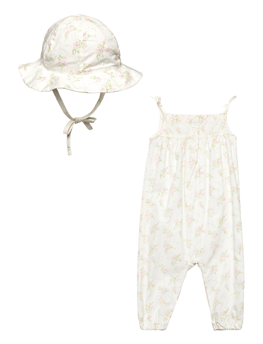 Ralph Lauren Baby - Floral Smocked Jumpsuit & Hat Set - kombinezon - forget me not flo - 1