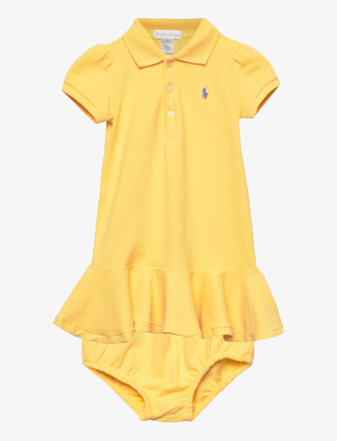 Ralph Lauren Baby - Stretch Mesh Polo Dress & Bloomer - kūdikių suknelės trumpomis rankovėmis - yellow - 0