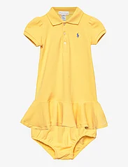 Ralph Lauren Baby - Stretch Mesh Polo Dress & Bloomer - vauvojen lyhythihaiset mekot - yellow - 0