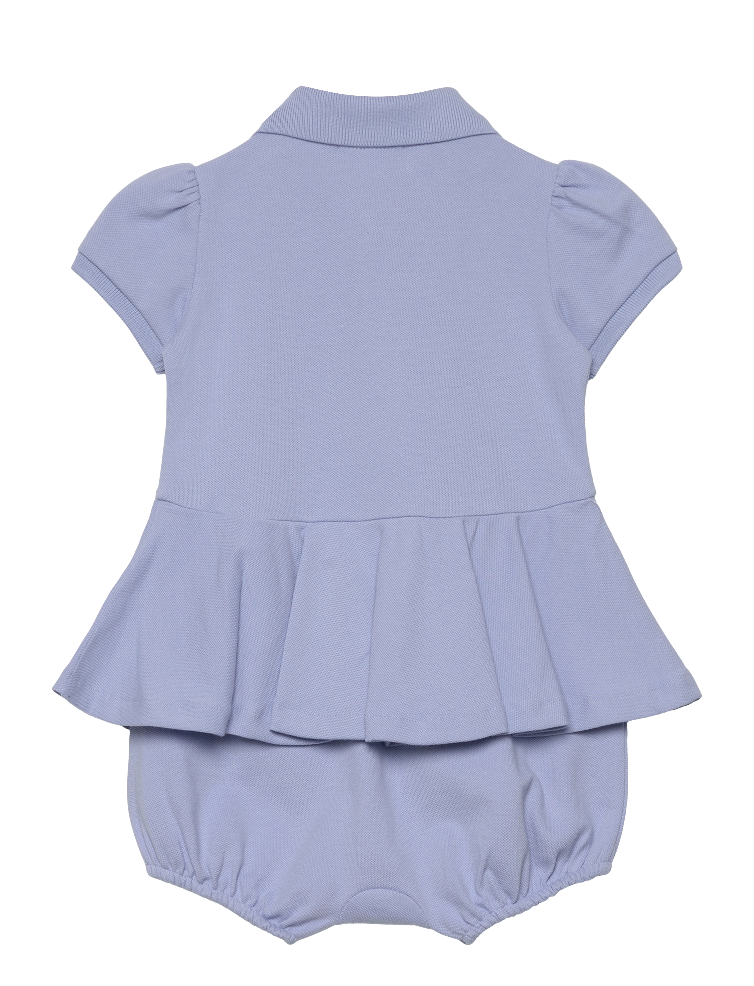 Ralph Lauren Baby - Stretch Mesh Peplum Polo Shortall - blue hyacinth w/ - 1
