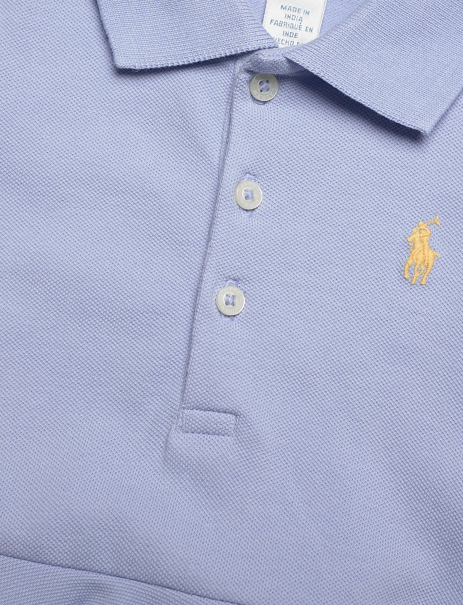 Ralph Lauren Baby - Stretch Mesh Peplum Polo Shortall - blue hyacinth w/ - 2