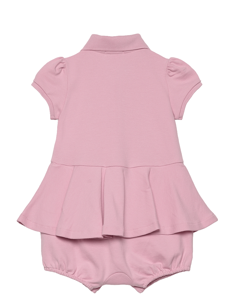 Ralph Lauren Baby - Stretch Mesh Peplum Polo Shortall - garden pink w/ du - 1