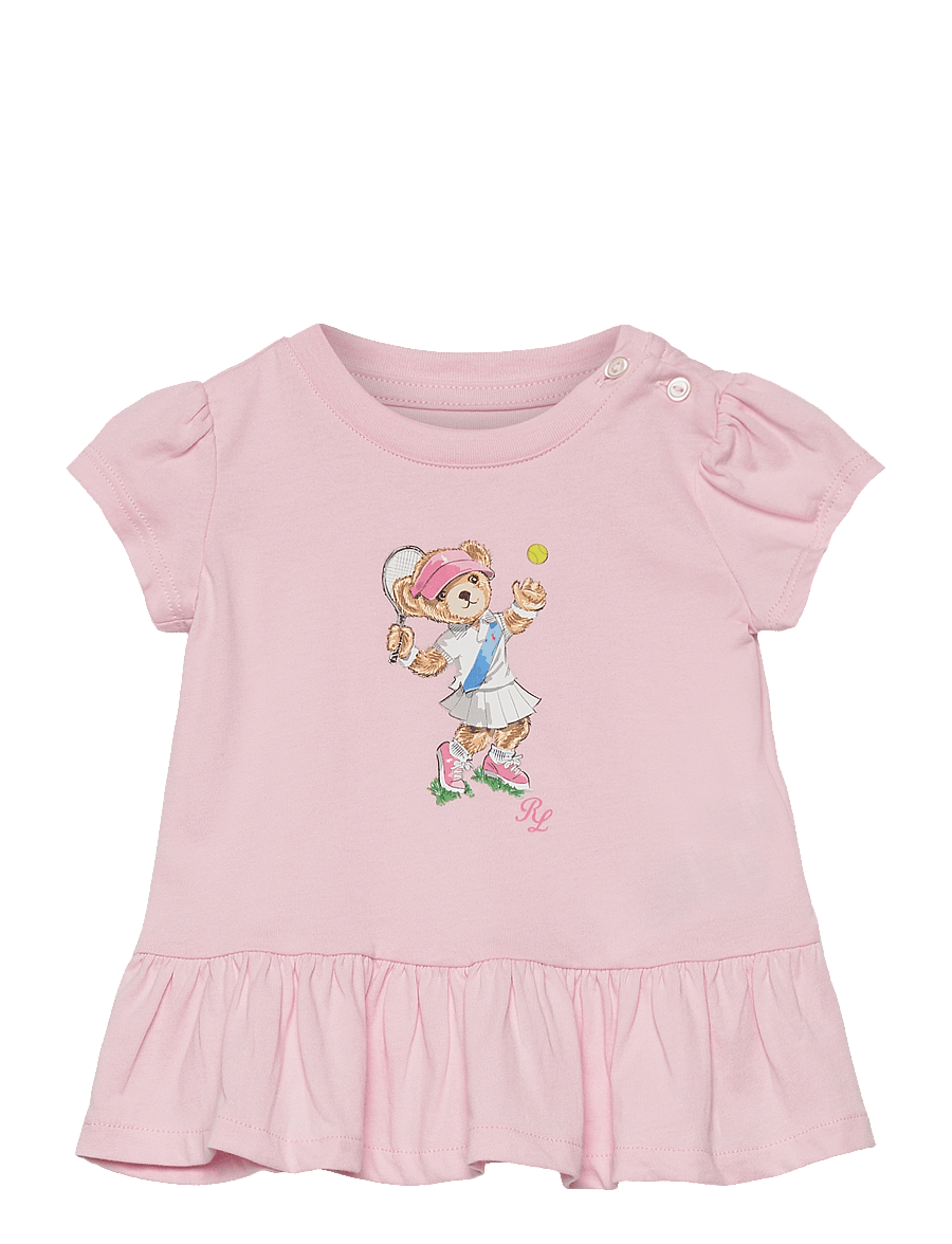 Ralph Lauren Baby - Polo Bear Cotton Jersey Peplum Tee - hint of pink - 0