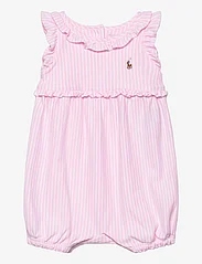 Ralph Lauren Baby - Striped Knit Oxford Bubble Shortall - krótki rękaw - carmel pink multi - 0