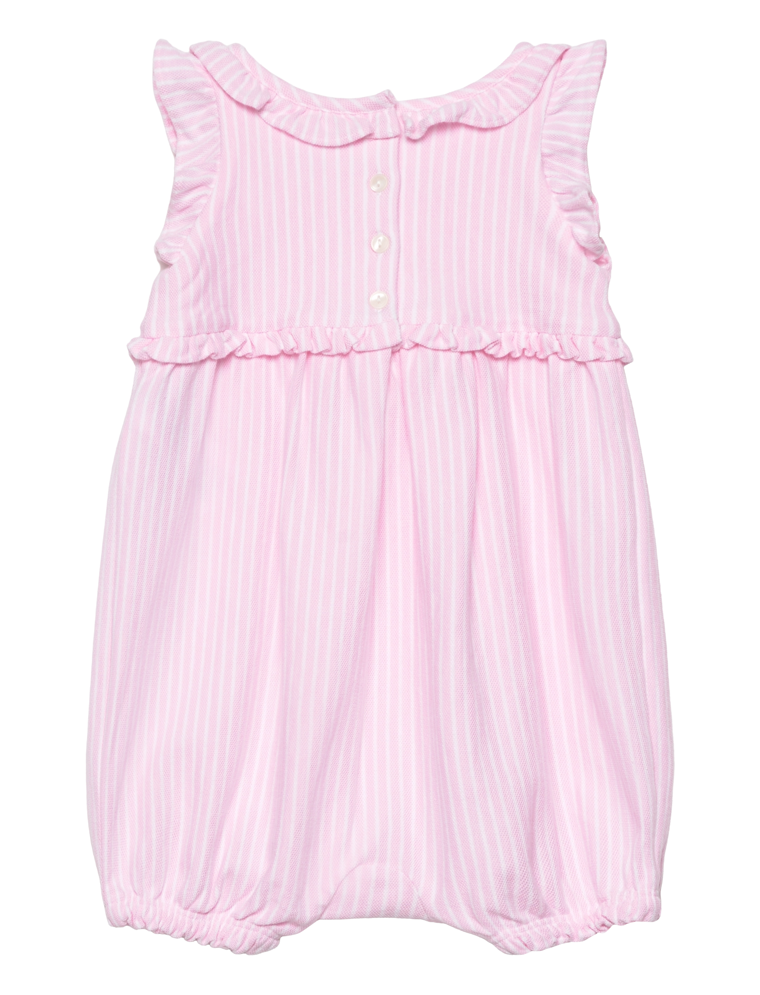 Ralph Lauren Baby - Striped Knit Oxford Bubble Shortall - carmel pink multi - 1