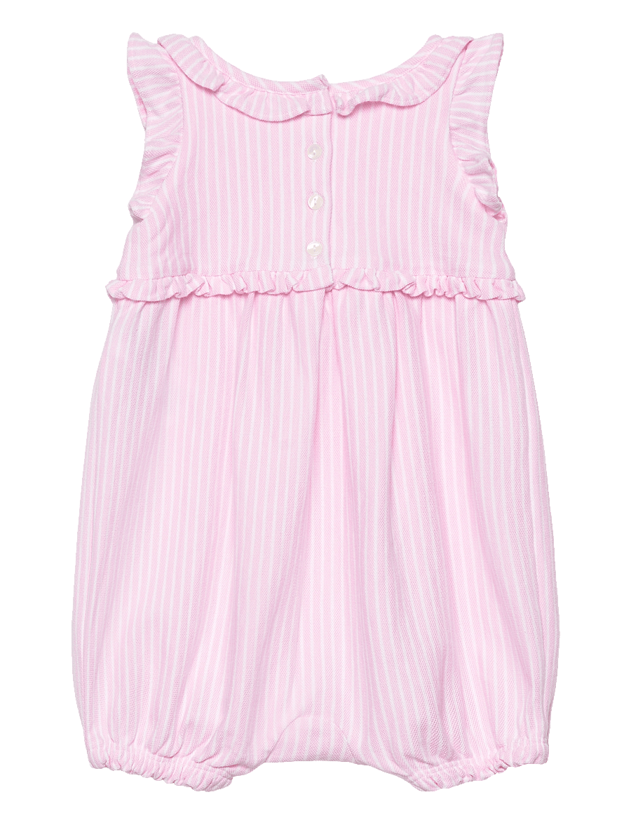 Ralph Lauren Baby - Striped Knit Oxford Bubble Shortall - carmel pink multi - 1