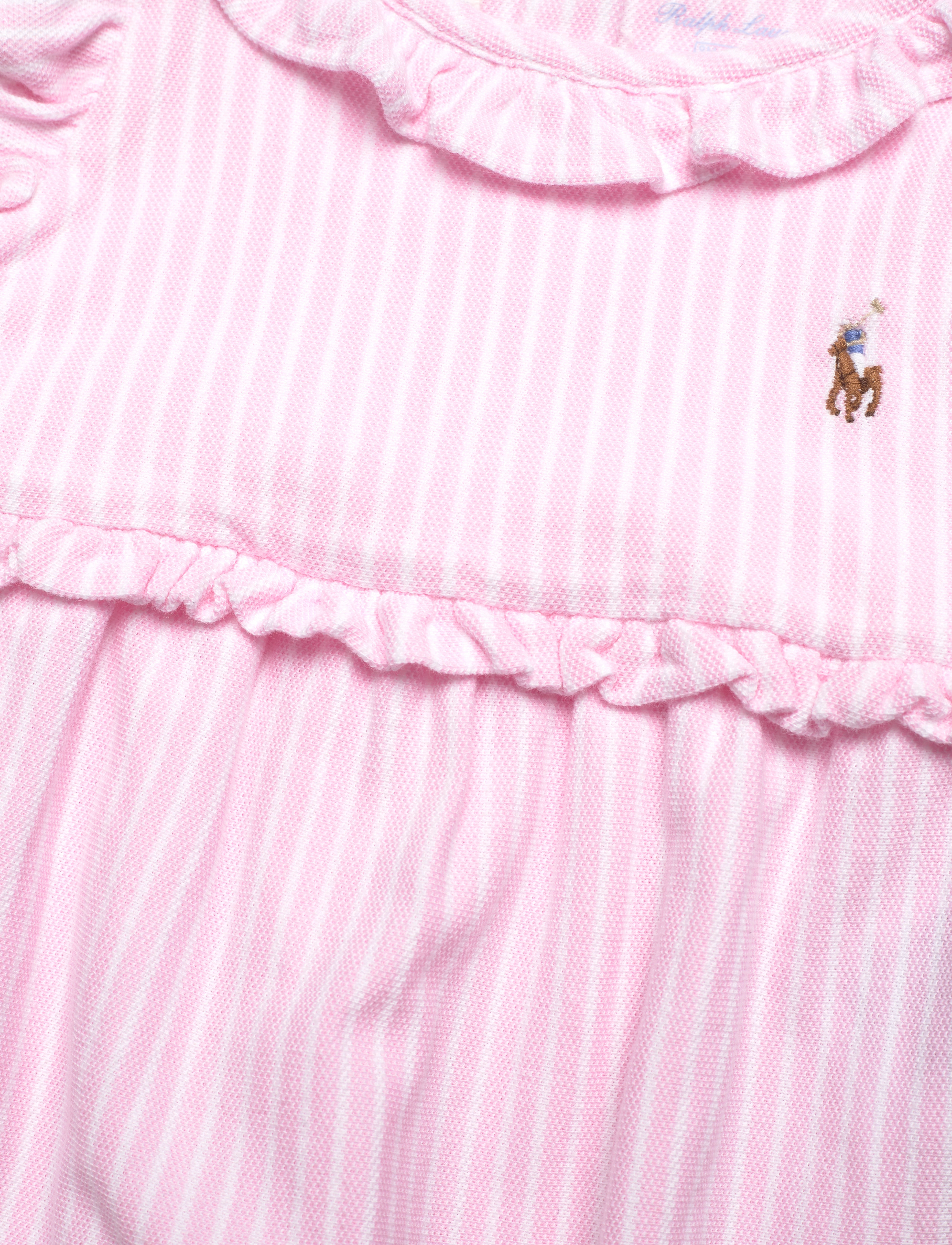 Ralph Lauren Baby - Striped Knit Oxford Bubble Shortall - carmel pink multi - 2
