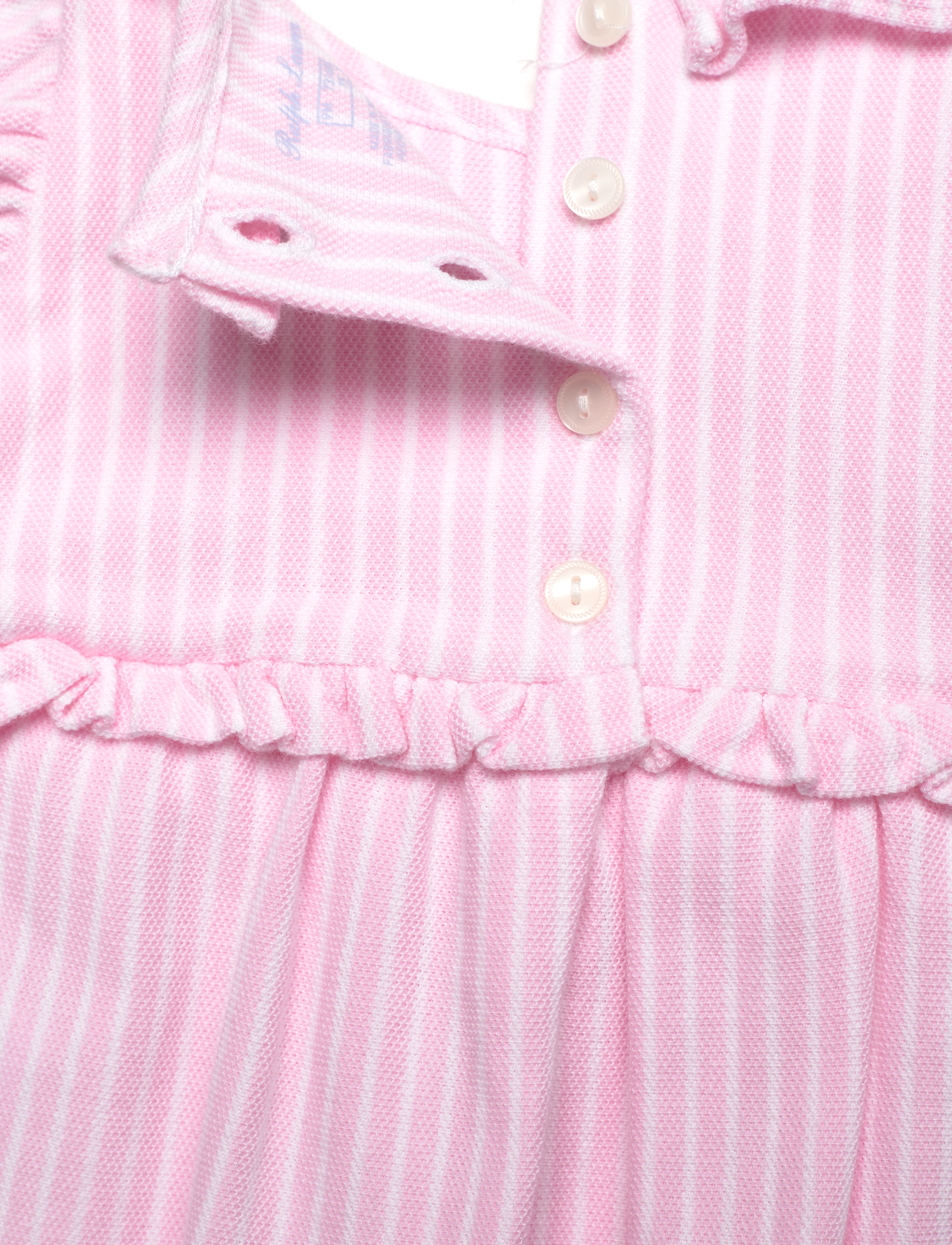 Ralph Lauren Baby - Striped Knit Oxford Bubble Shortall - carmel pink multi - 3