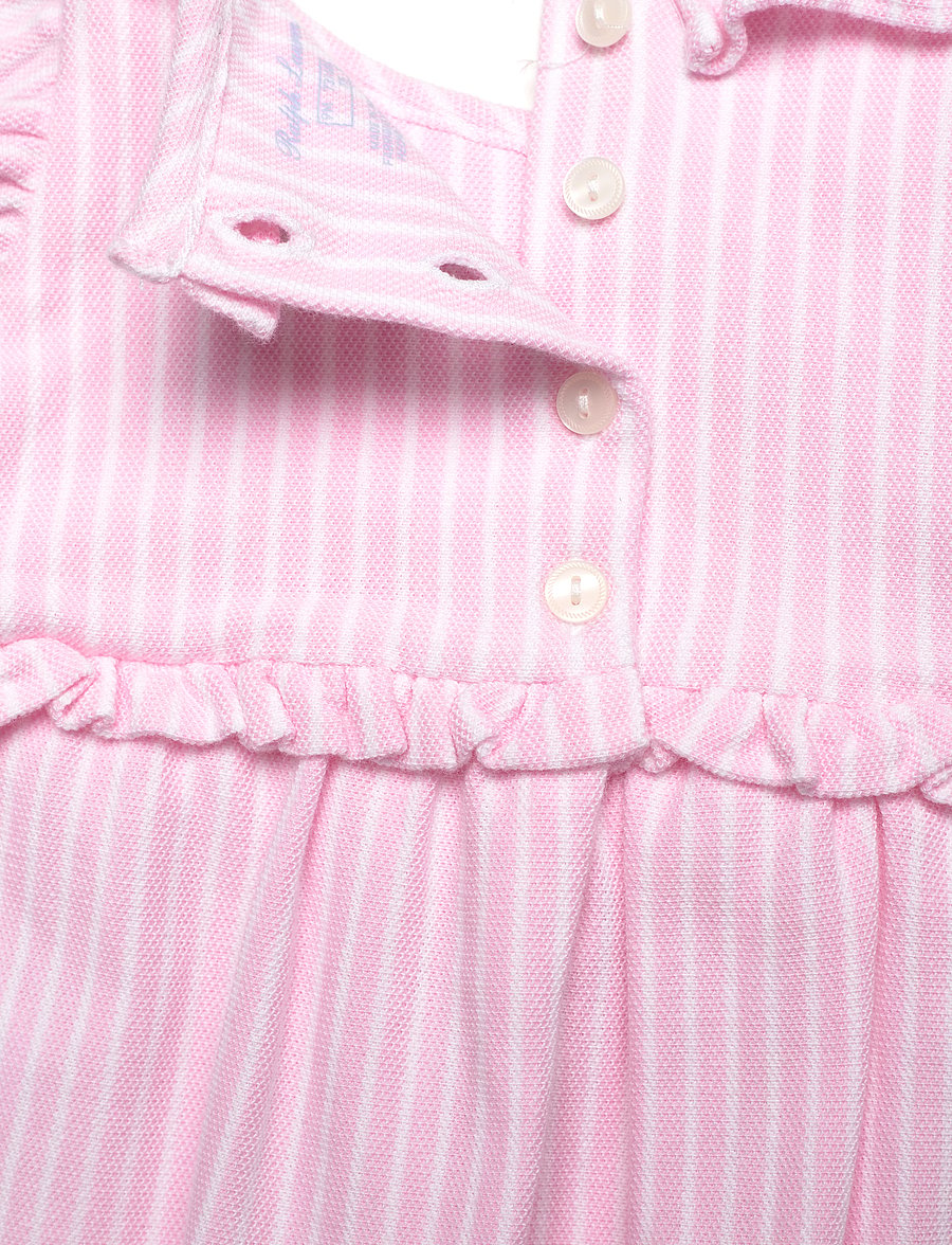 Ralph Lauren Baby - Striped Knit Oxford Bubble Shortall - carmel pink multi - 3