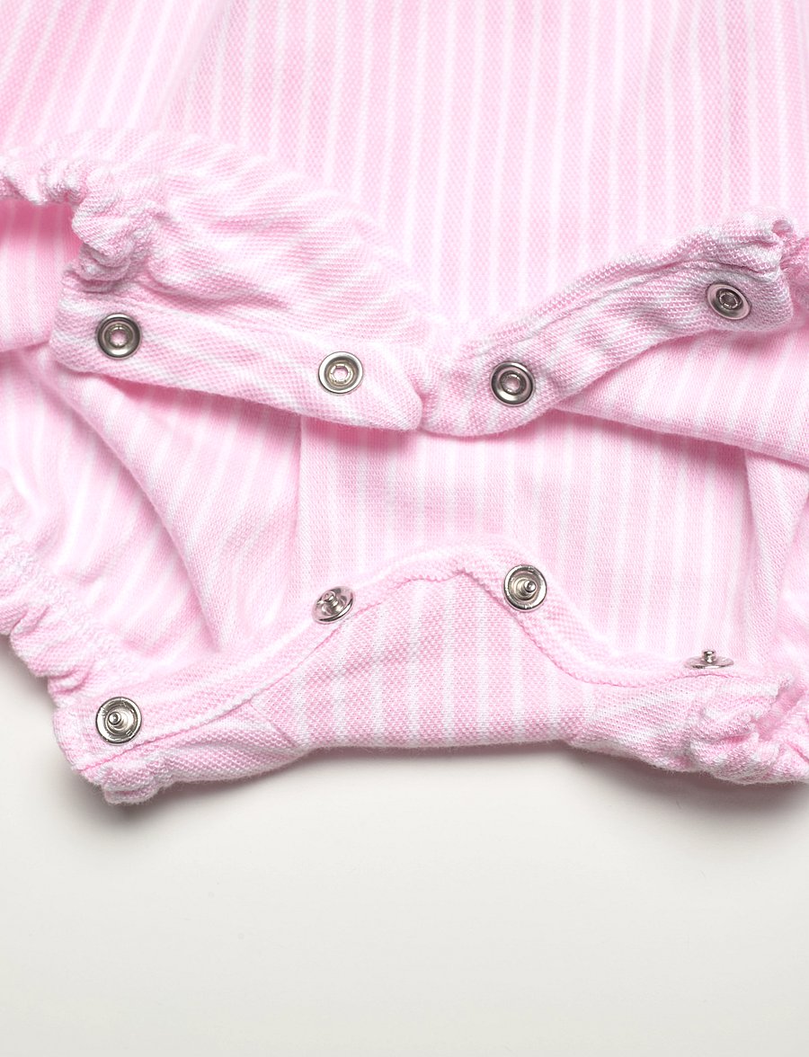 Ralph Lauren Baby - Striped Knit Oxford Bubble Shortall - carmel pink multi - 4