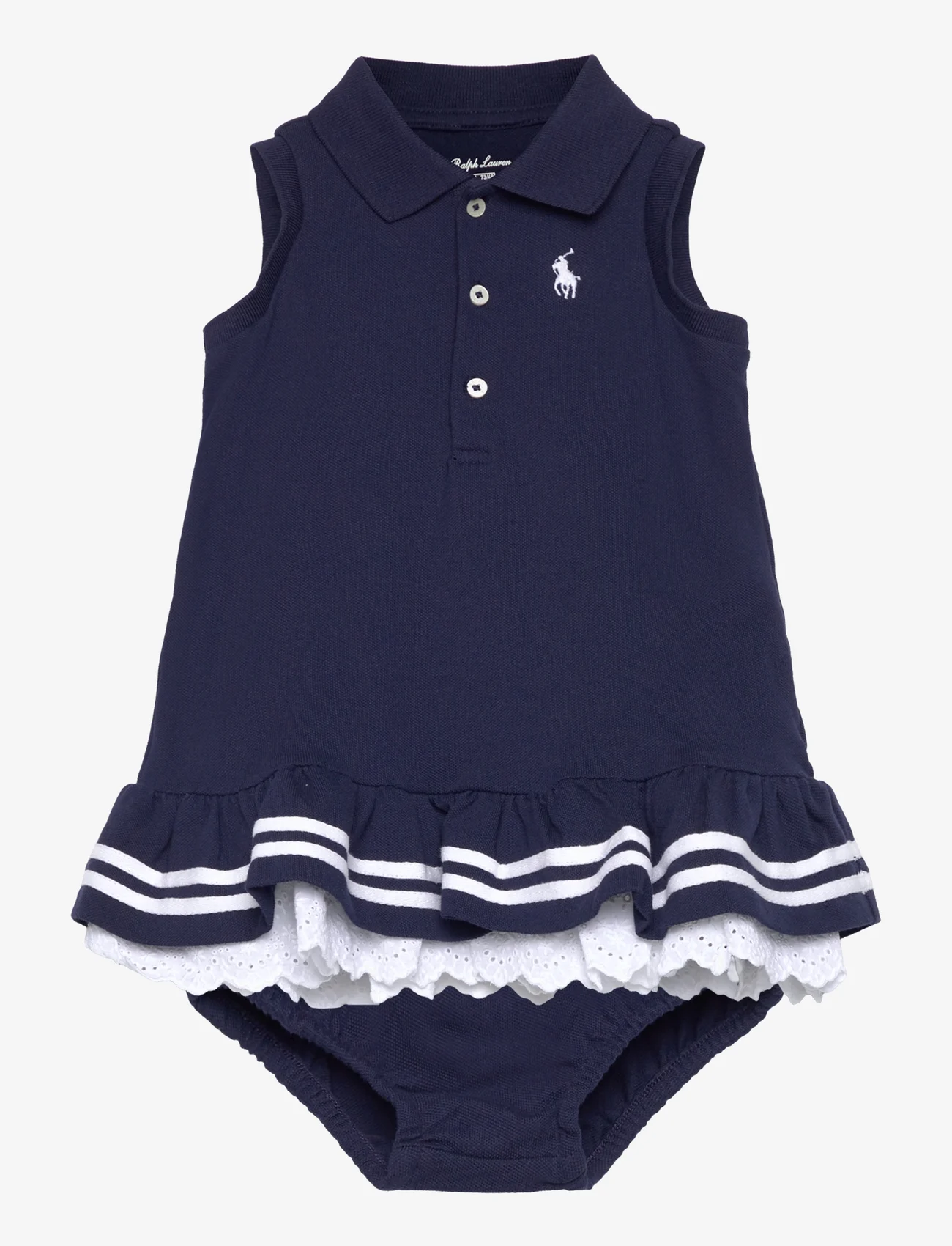 Ralph Lauren Baby - Striped Mesh Polo Dress & Bloomer - vauvojen hihattomat mekot - refined navy - 0