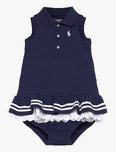 Striped Mesh Polo Dress & Bloomer, Ralph Lauren Baby