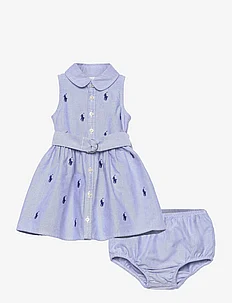 Belted Pony Oxford Shirtdress & Bloomer, Ralph Lauren Baby