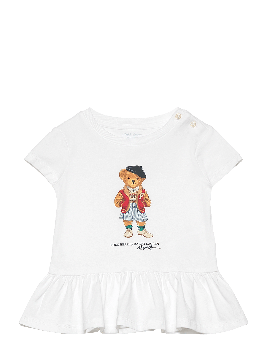 Ralph Lauren Baby - Polo Bear Cotton Jersey Peplum Tee - white - 0