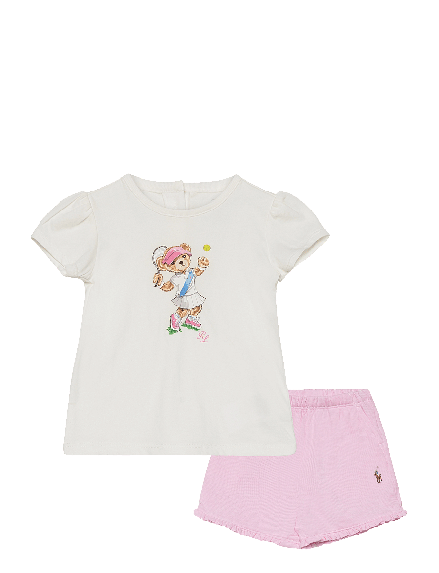 Ralph Lauren Baby - Polo Bear Jersey Tee & Mesh Short Set - trophy cream/carm - 0