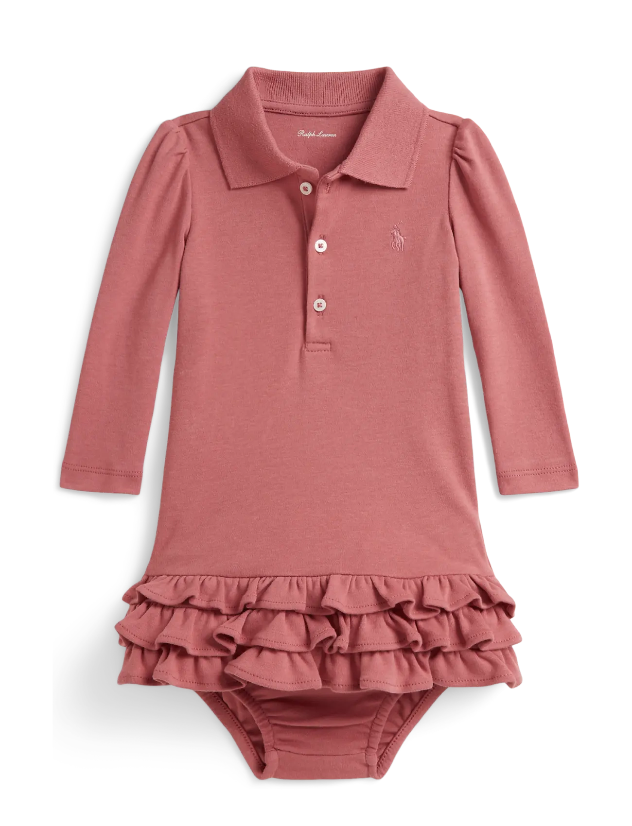 Ralph Lauren Baby Ruffled Soft Cotton Polo Dress & Bloomer - Shop efter størrelse - CANVAS PINK / pink/rose