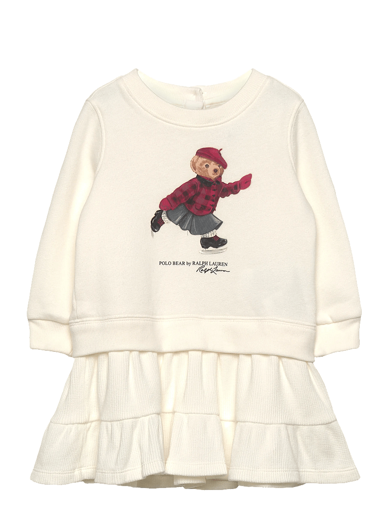 Ralph Lauren Baby - Polo Bear Fleece Dress & Bloomer - långärmade babyklänningar - trophy cream - 0