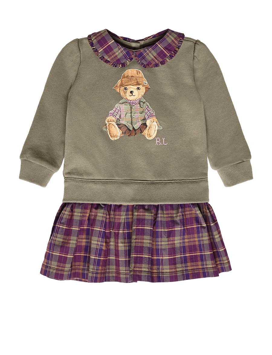 Ralph Lauren Baby - LW MAGIC FLEECE-KNT-DRESSES - pikkade varrukatega beebikleidid - cruise olive - 0
