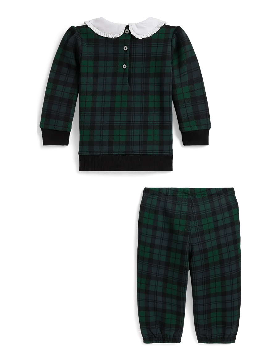 Ralph Lauren Baby - Dog-Print Plaid Fleece Sweatshirt & Pant - komplektid pikkade varrukatega t-särgiga - blackwatch tartan - 1