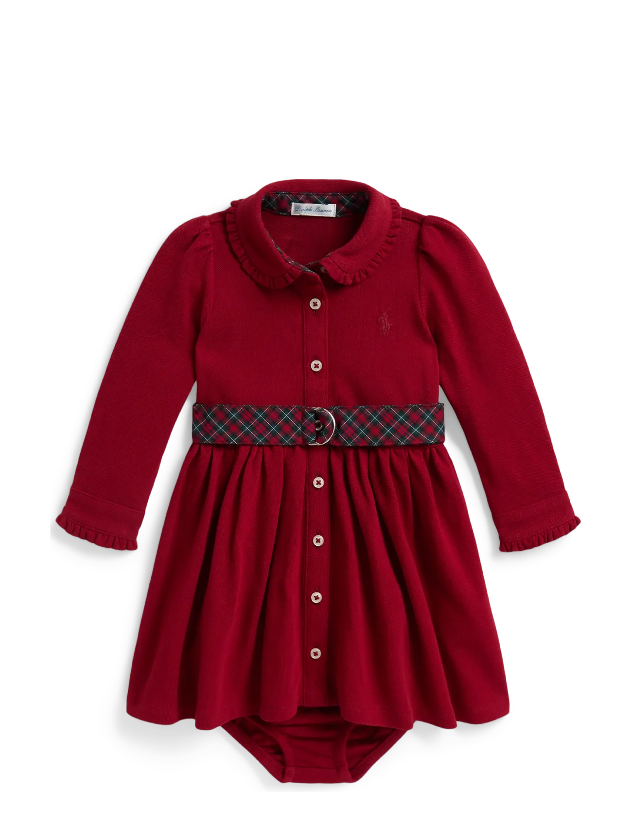 Ralph Lauren Baby Belted Cotton Mesh Shirtdress & Bloomer - Ralph Lauren Baby - EATON RED / red