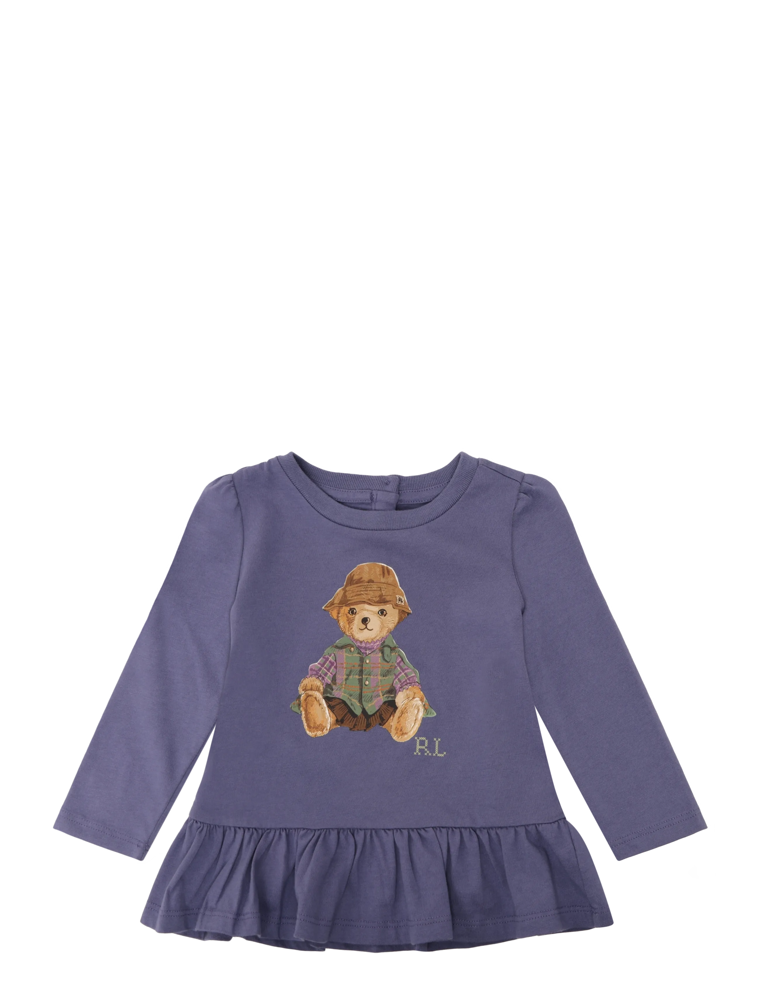 Ralph Lauren Baby Polo Bear Cotton Jersey Long-Sleeve Tee, 3 M, T-shirts, Lila - Long-sleeved Kinder