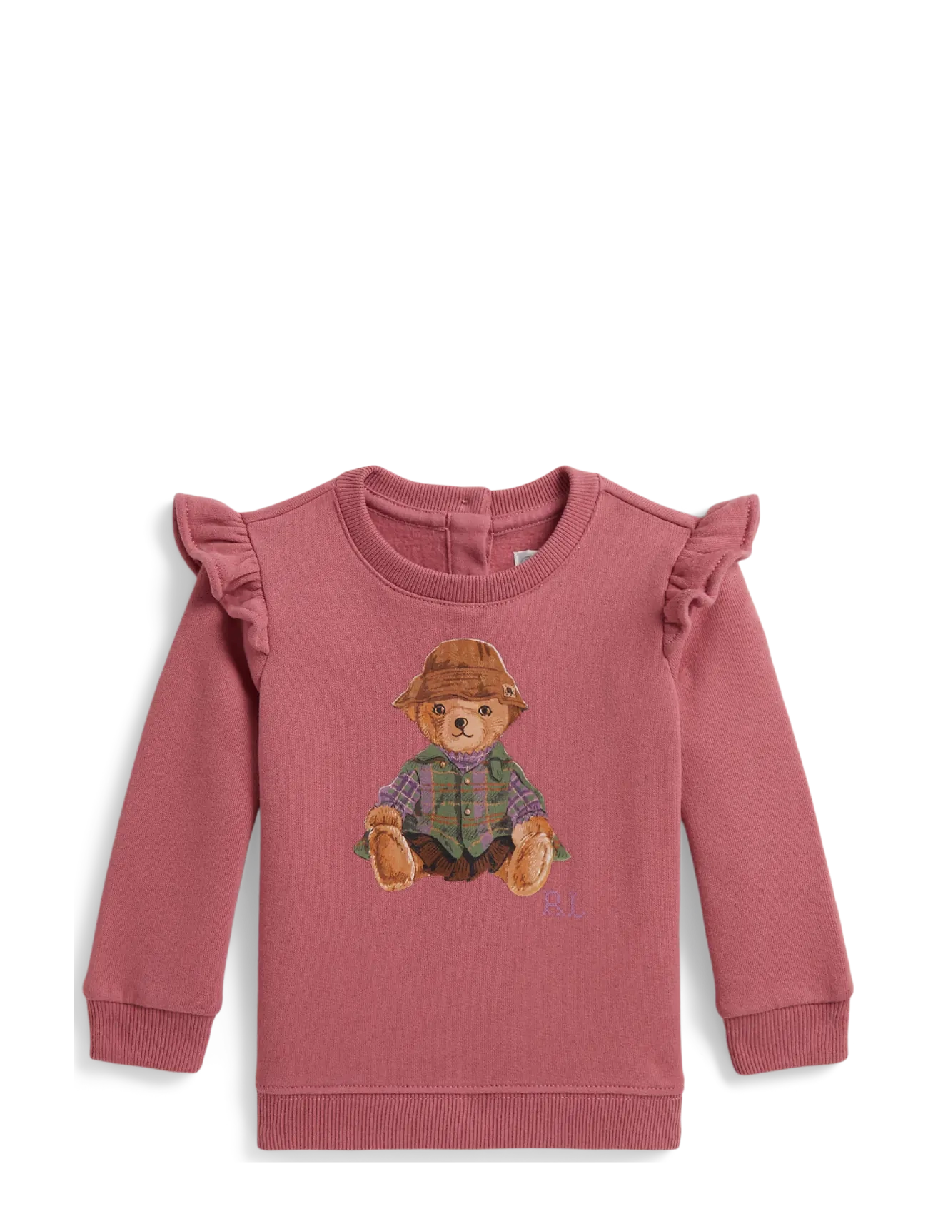 Ralph Lauren Baby Ruffled Polo Bear Fleece Sweatshirt - Tops - CANVAS PINK / pink/rose