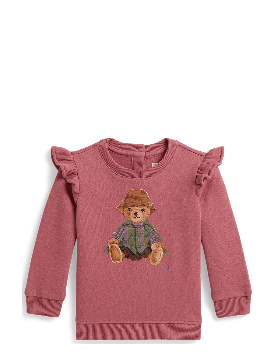 Ralph Lauren Baby - Ruffled Polo Bear Fleece Sweatshirt - džemperiai - canvas pink - 0