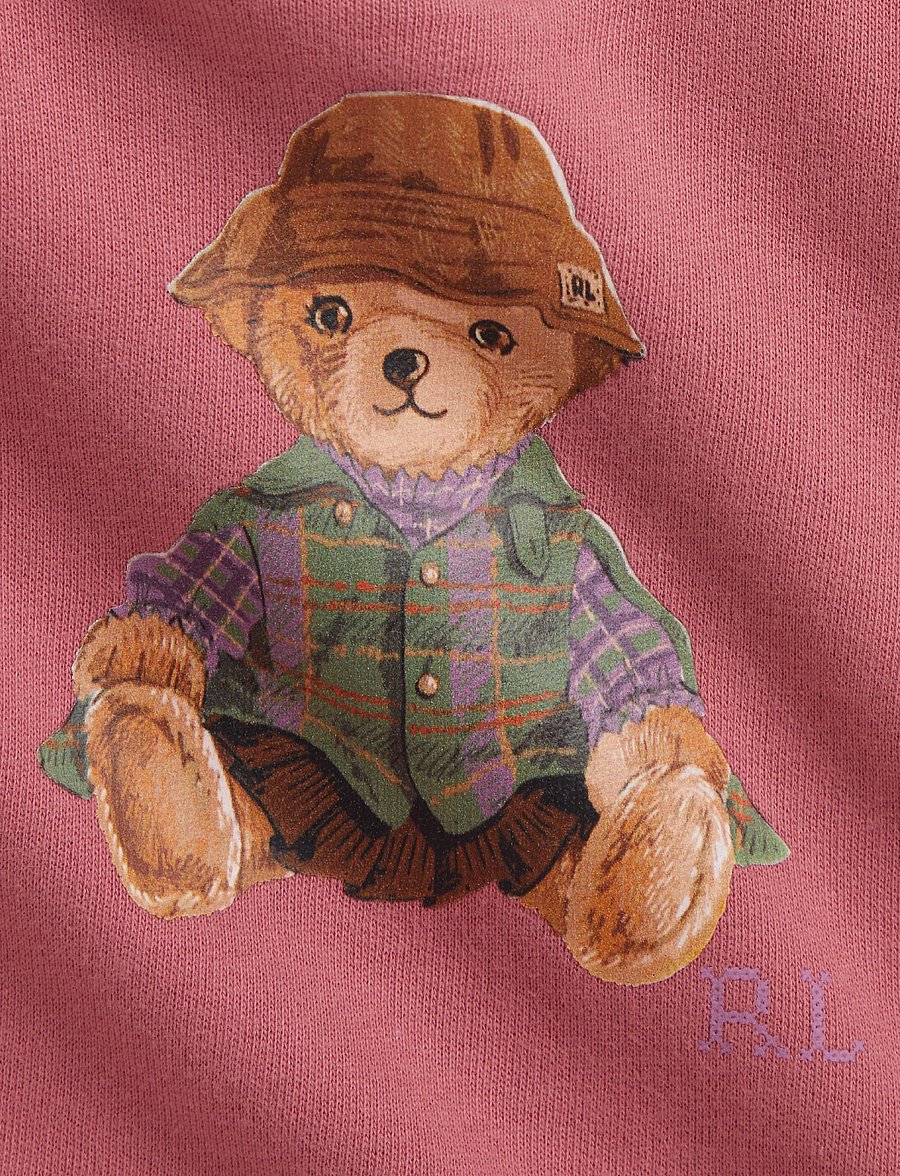 Ralph Lauren Baby - Ruffled Polo Bear Fleece Sweatshirt - džemperiai - canvas pink - 2