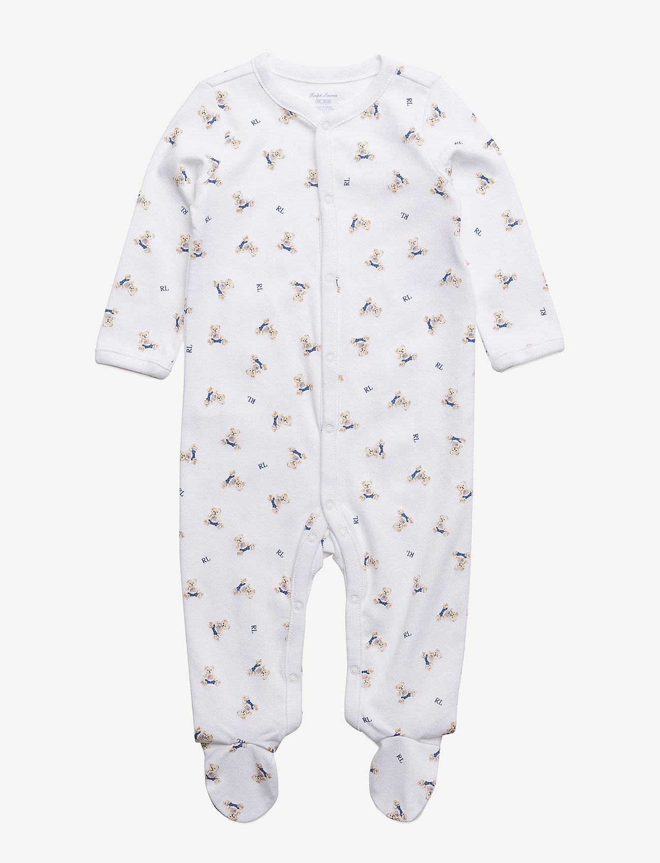 Polo Bear Cotton Coverall - WHITE/BLUE MULTI