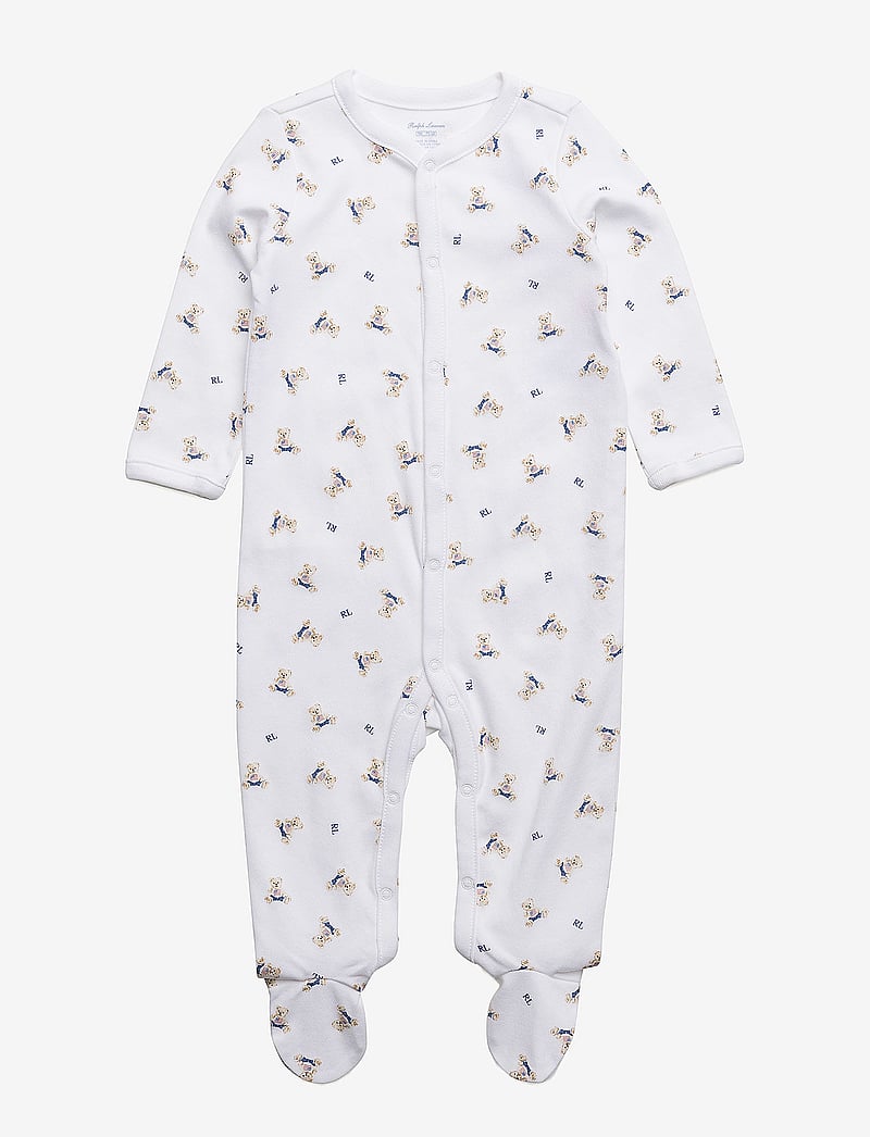 Ralph Lauren Baby - Polo Bear Cotton Coverall - långärmade bodysuits - white/blue multi - 0