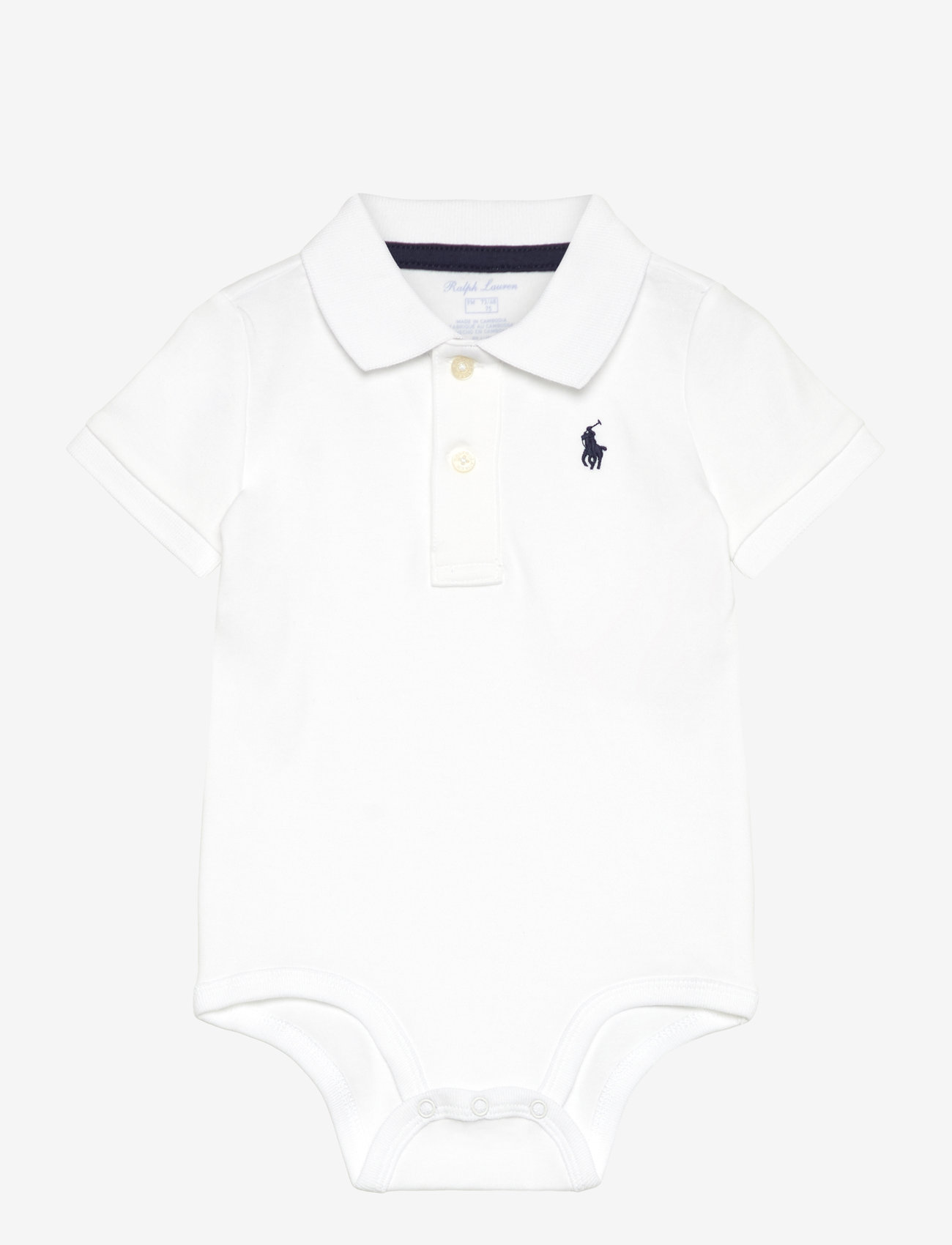 Ralph Lauren Baby - INTERLOCK-SS POLO-OP-BDY - short-sleeved bodies - white - 0