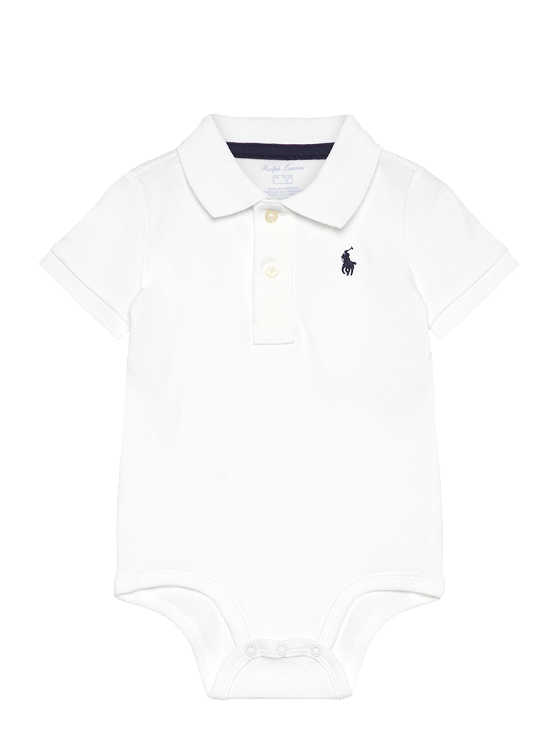 Ralph Lauren Baby - INTERLOCK-SS POLO-OP-BDY - short-sleeved bodies - white - 0