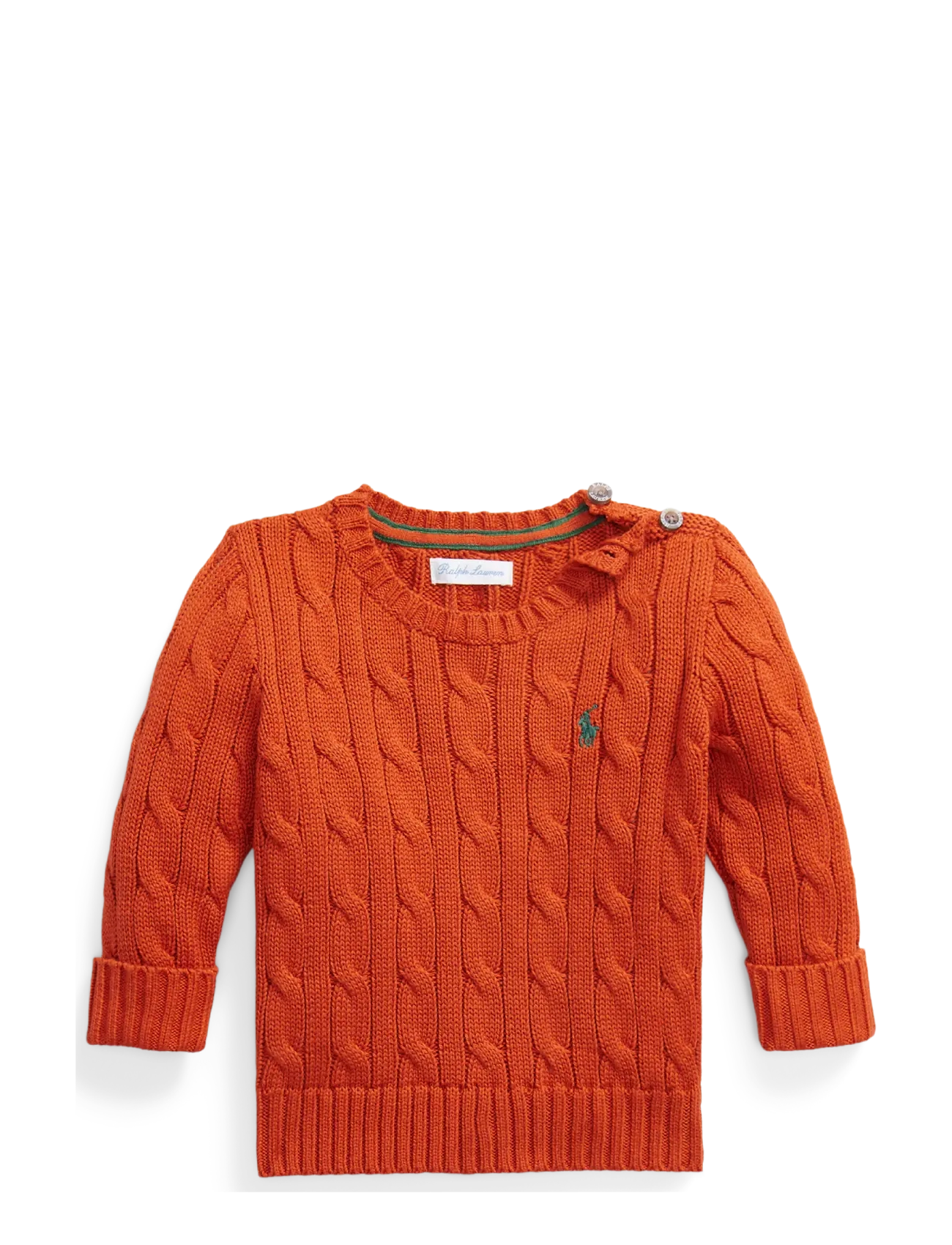 Ralph Lauren Baby Combed Cotton-Ls Cable Cn-Tp-Swt, 85-90, Knitwear, Orange - Pullovers, Kinder